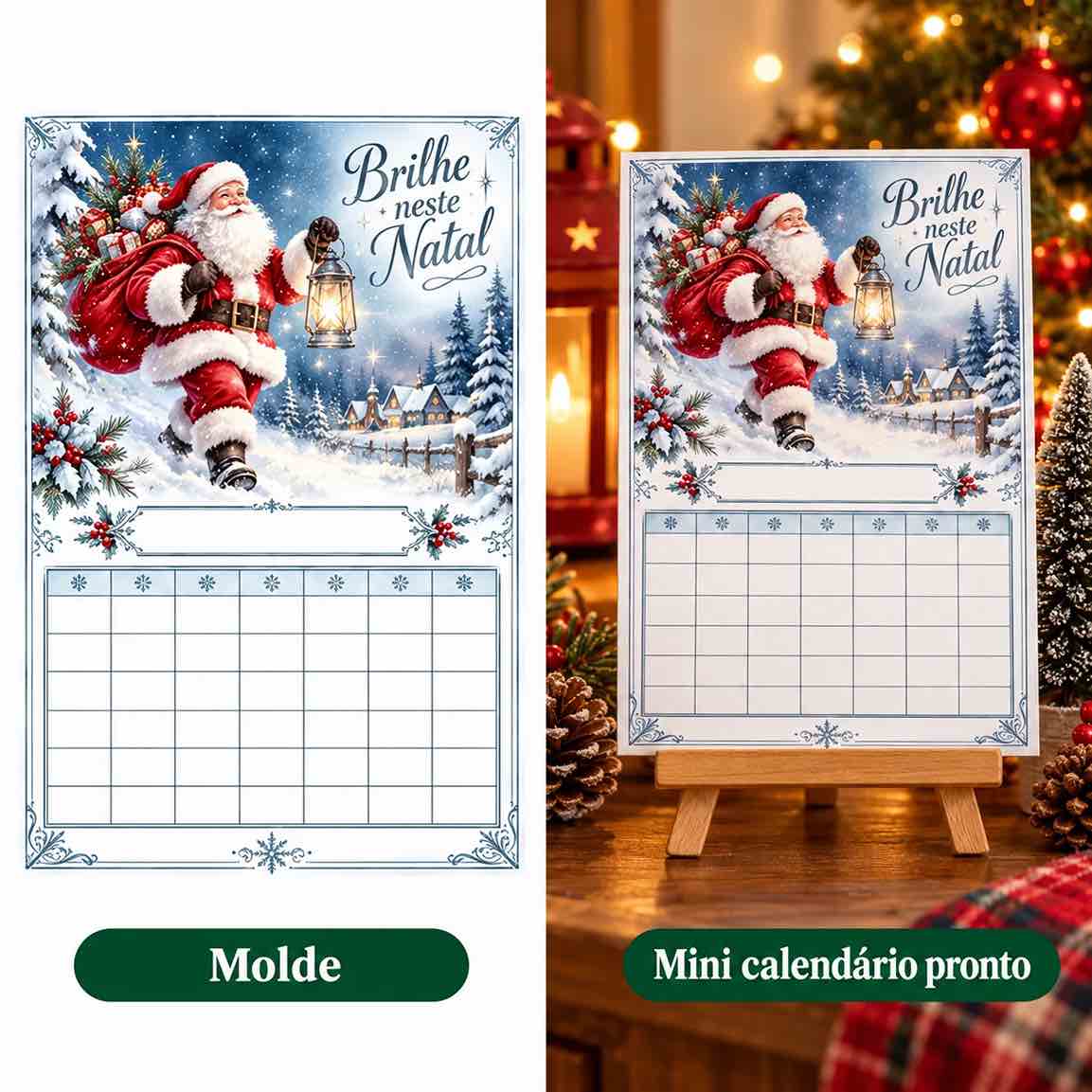 Prévia 2: molde e mini calendário pronto